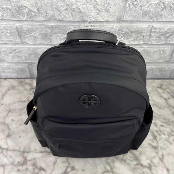 Tory Burch Ella Nylon Backpack In Black - Picture 2 of 13